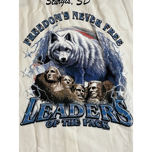 Mens 2006 Sturgis Bike Rally Mt Rushmore Wolf Leaders Of The Pack White Denim L - Picture 2 of 12